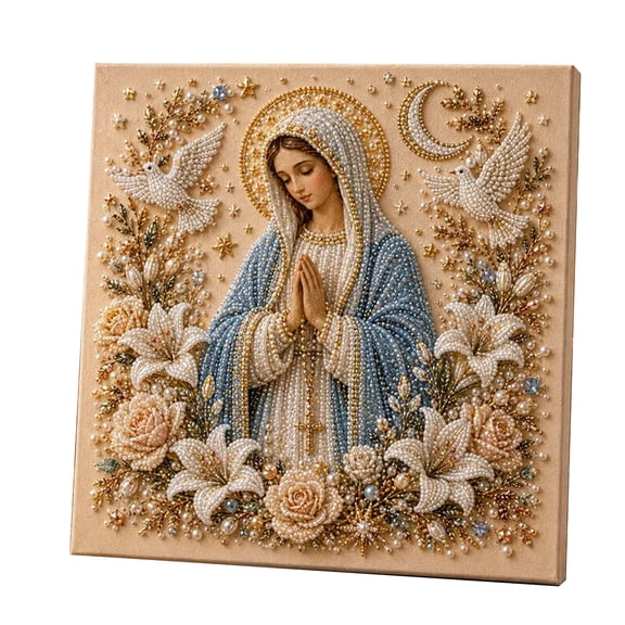 DIY Jesus Pearl Art Kit for Beginners 3D Bead Christian Craft, Easy Religious Painting Kit for Adults Wall Decor Gift