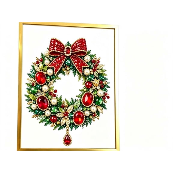 DIY Jeweled Christmas Tree Art Kit, Jewelry Decorated DIY Christmas Tree Art Set Sparkling Craft Kit