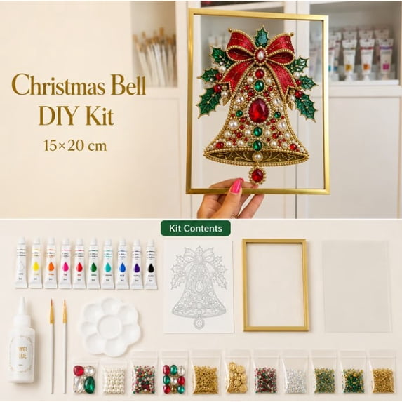 DIY Jeweled Christmas Tree Art Kit,Sparkling Gem and Pearl Painting Craft with Floating Display Frame,Creative Christmas Decor Kit for Adults,Handmade Holiday Gift for Craft Lovers (A3)