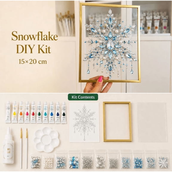 DIY Jeweled Snowflake Art Kit, Comprehensive Holiday Handcraft Supplies, Enjoy Relaxing Art Creation On Weekend Leisure Time