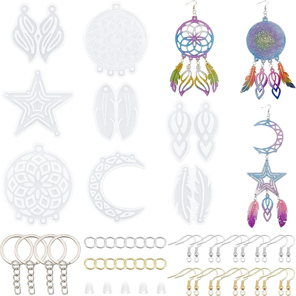 DIY Jewelry Earing Making Set Include 1 Set Silicone Molds 100Pc Iron ...