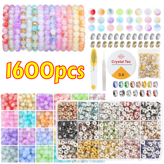 DIY Jewelry Kit: Over 1600 beads and spacers to create professional-grade DIY bracelets, necklaces, and giftsa party-ready, value-packed crafting set.
