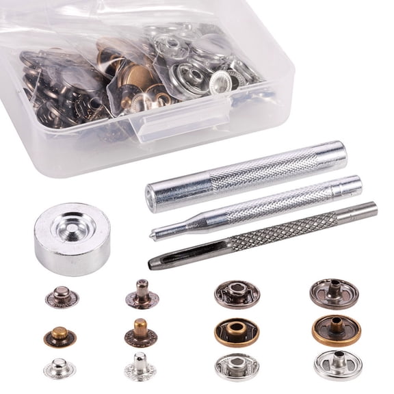 DIY Jewelry Kits with Brass Snap Buttons 45# Steel Hole Punch Tool Sets & Round Base Leather Punch Leathercraft Hole Craft Mixed Color 9.5x7x3cm