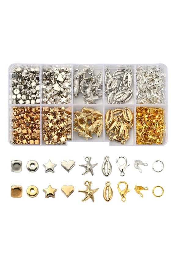 DIY Jewelry Making Finding Kit Including CCB Plastic Beads & Pendants Alloy Beads & Lobster Claw Clasps Iron Jump Rings & Bead Tips Mixed Color 580pc/box