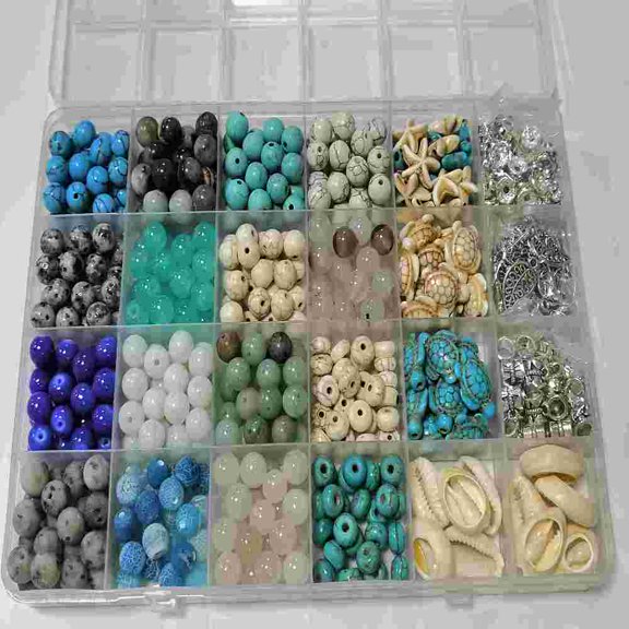 DIY Jewelry Making Finding Kit Including Starfish Turtle Mixed Shell Glass Beads