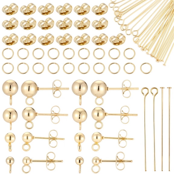 DIY Jewelry Making Findings Kits including 202 Stainless Steel Ball Stud Earring Findings 304 Stainless Steel Ear Nuts Pins Jump Rings