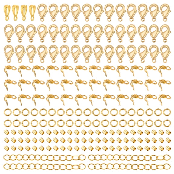 DIY Jewelry Making Kit Including Brass Open Jump Rings & Lobster Claw Clasps & Bead Tips & Crimp Beads & Curb Chains 925 Sterling Silver Pendant Bails