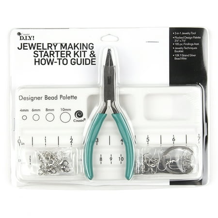 DIY Jewelry Making Kit with Jewelry Pliers and Findings, Silver, Teal