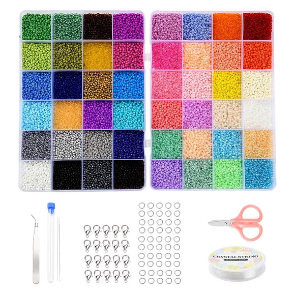 DIY Jewelry Making Kits Including 12/0 Round Glass Seed Beads Flat Round Acrylic Beads Tibetan Style Alloy Pendants Elastic Crystal Thread Test Tube Tweezers Scissors