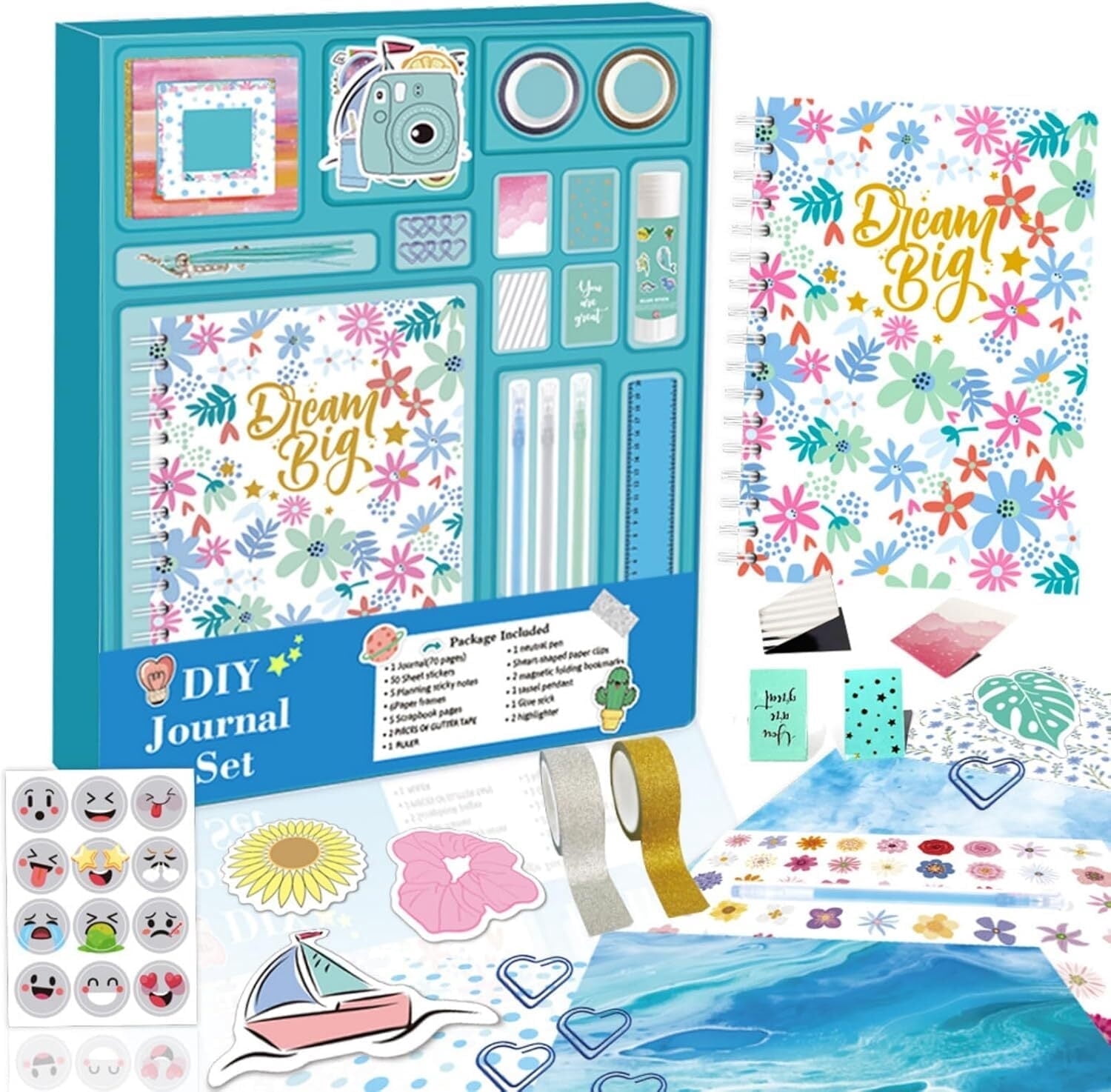 DIY Journal Kit - 92 Pcs Gifts for Girls Ages 8 9 10 11 12 Year Old - Birthday Easter Gifts for Girls - Art and Crafts for Kid - Christmas Gifts for Teen Girls-Scrapbook Set