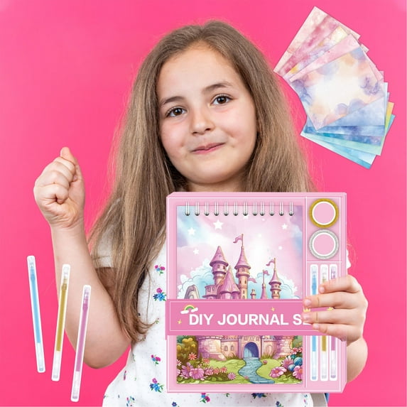 GBAYXJ—DIY Journal Kit For Girls 7 8 9 10 Year Old Girl Birthday Gifts Ideal Crafts Gifts For Tween And Teen Girls 714 74PCS Journaling Art Kit Toy Creativity Scrapbook Diary 5ml(Paper)
