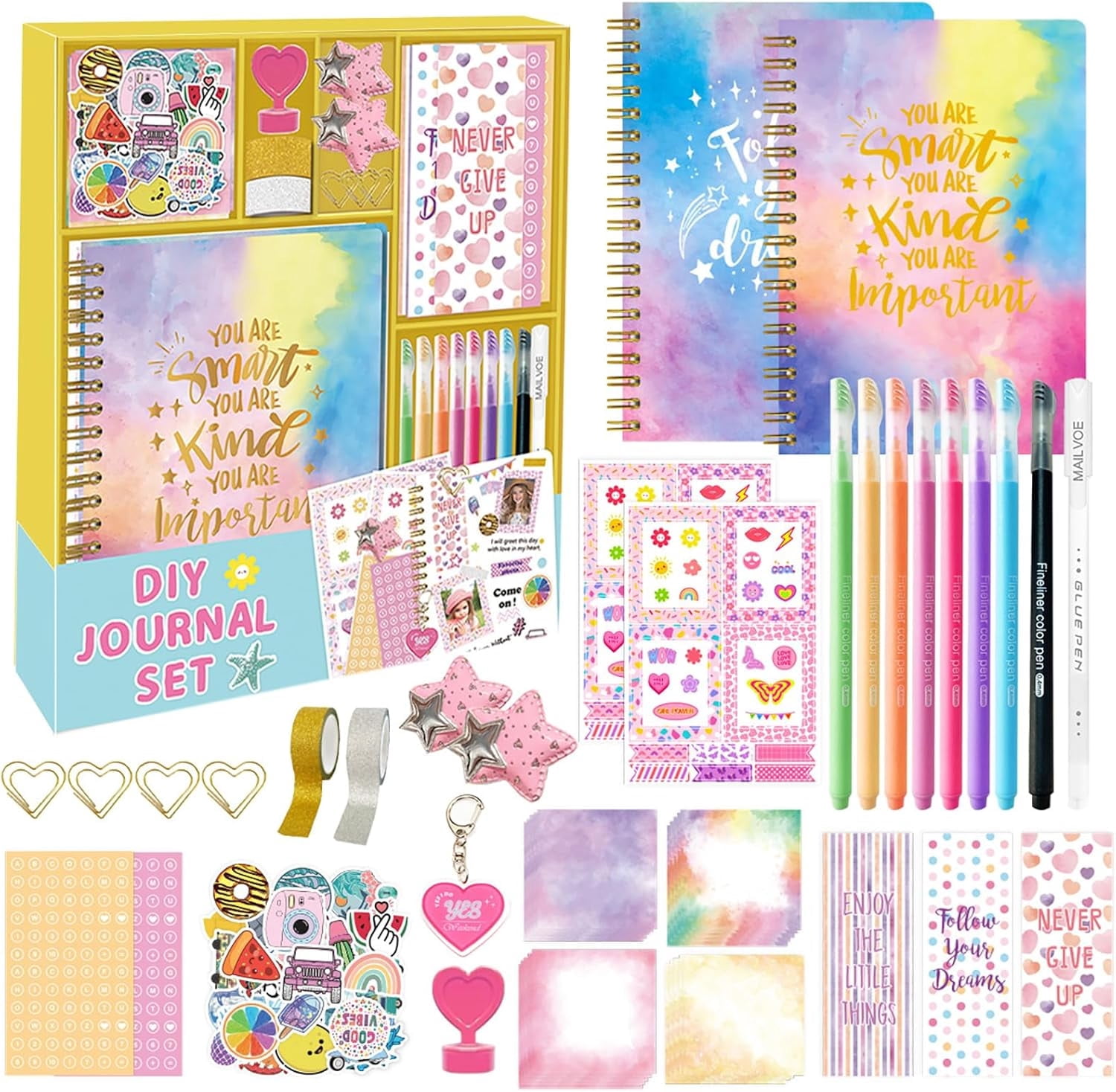 DIY Journal Kit for Girls Ages 8-14, Journaling Art Crafts Kit for Tween & Teen Girls, Creative Scrapbook & Diary Supplies Toy Set with Notebook Sticker - Fun Cute Birthday Xmas Gifts Ideas