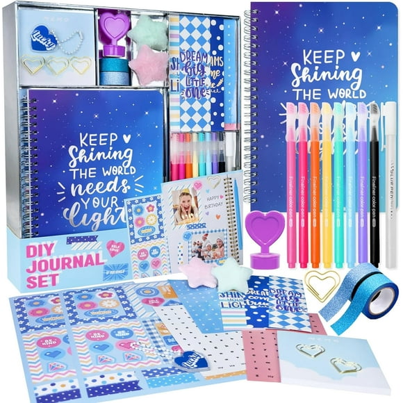 DIY Journal Kit for Girls Cute Journal Set for Teen Tween Girls Gifts, Stationary Set, Scrapbook Supplies Set, Gifts for 8 9 10 11 12 13 14 Year Old Girl