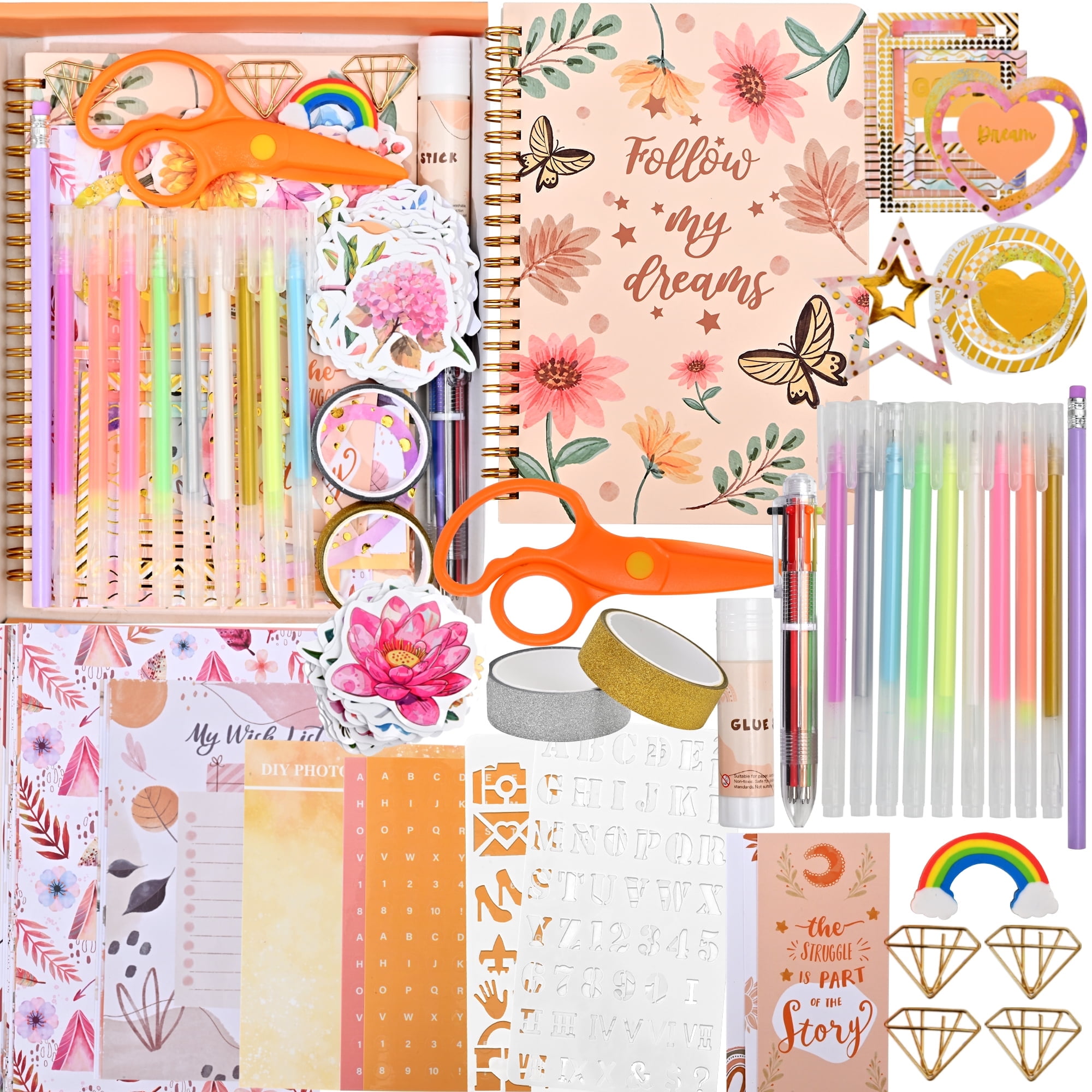 Grils Scrapbook Kits - DIY Journal Set, Journaling Art Crafts Kit for Tween & Teen Girls,Yellow Girls Stationery Set, Scrapbook & Diary Supplies Set