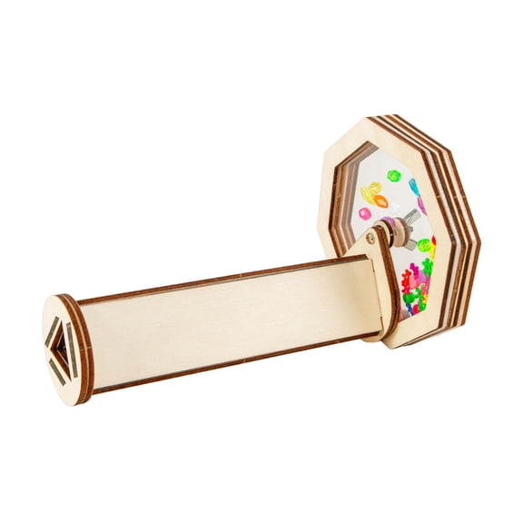 DIY Kaleidoscope Set for Adults Kids, 3.94x3.94x7.09 Inch Wood Craft Kit Educational Science Toy