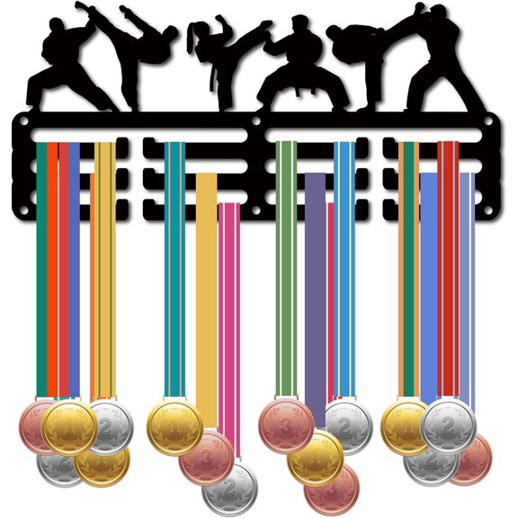 DIY Karate Medal Holder Medal Hanger Display Rack Sports Metal Hanging Awards Iron Small Mount Decor Awards for Wall Home Badge Race Running Gymnastics Swimming Medalist Black 11.4 x 5.1 Inch DIY