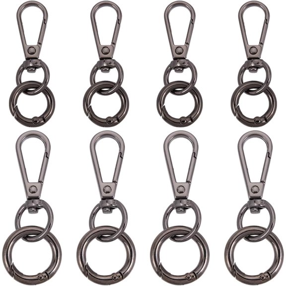 DIY Keychain Clasp Findings Kits including Zinc Alloy Swivel Clasps & Spring Gate Rings Gunmetal 41.5x16x5.5mm Hole: 8x11mm