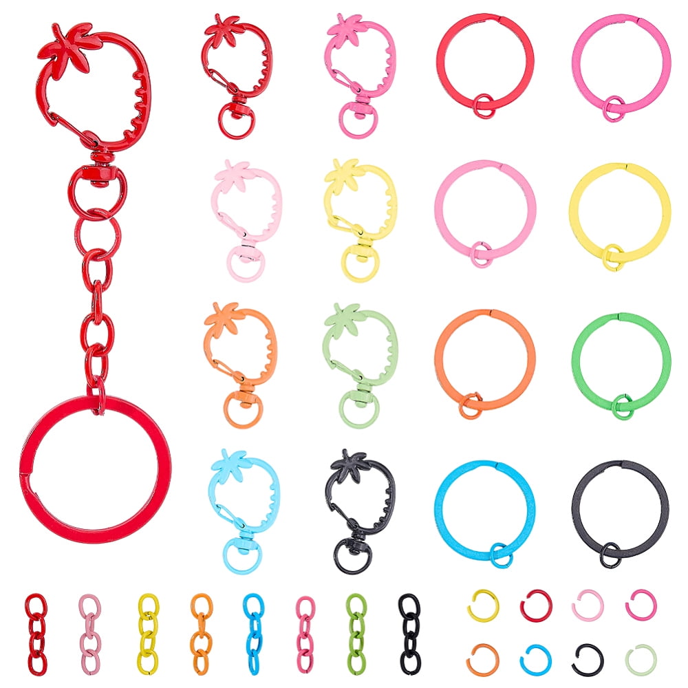 DIY Keychain Findings Kits Including Strawberry Alloy Swivel Clasps ...