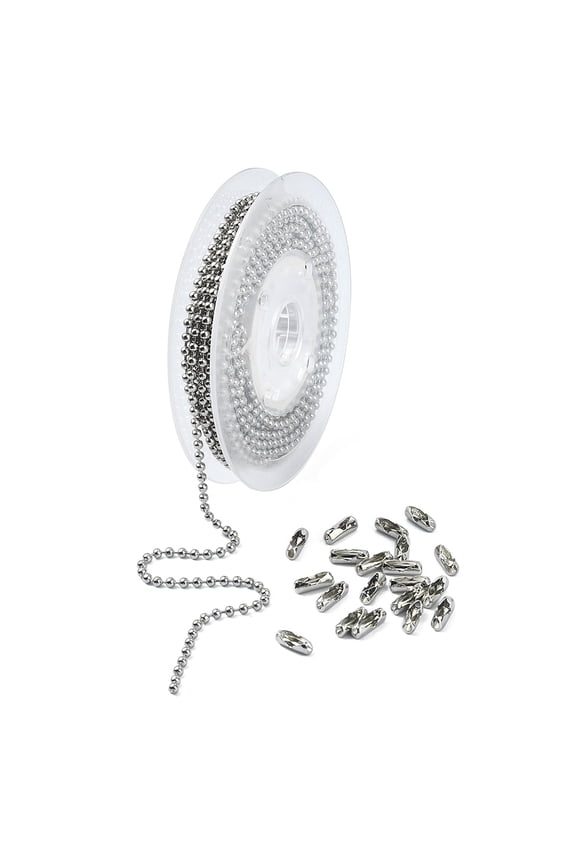 DIY Keychain Making Kit Including 304 Stainless Steel Ball Chain Brass Ball Chain Connectors Platinum & Stainless Steel Color Chain: about 2.4mm