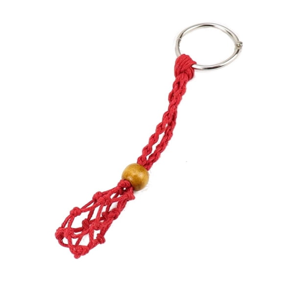 DIY Keychain Unfinished Macrame String Lanyard Keychain Crystal Stone Holder Cage Keyring Unique Jewelry Making Craft