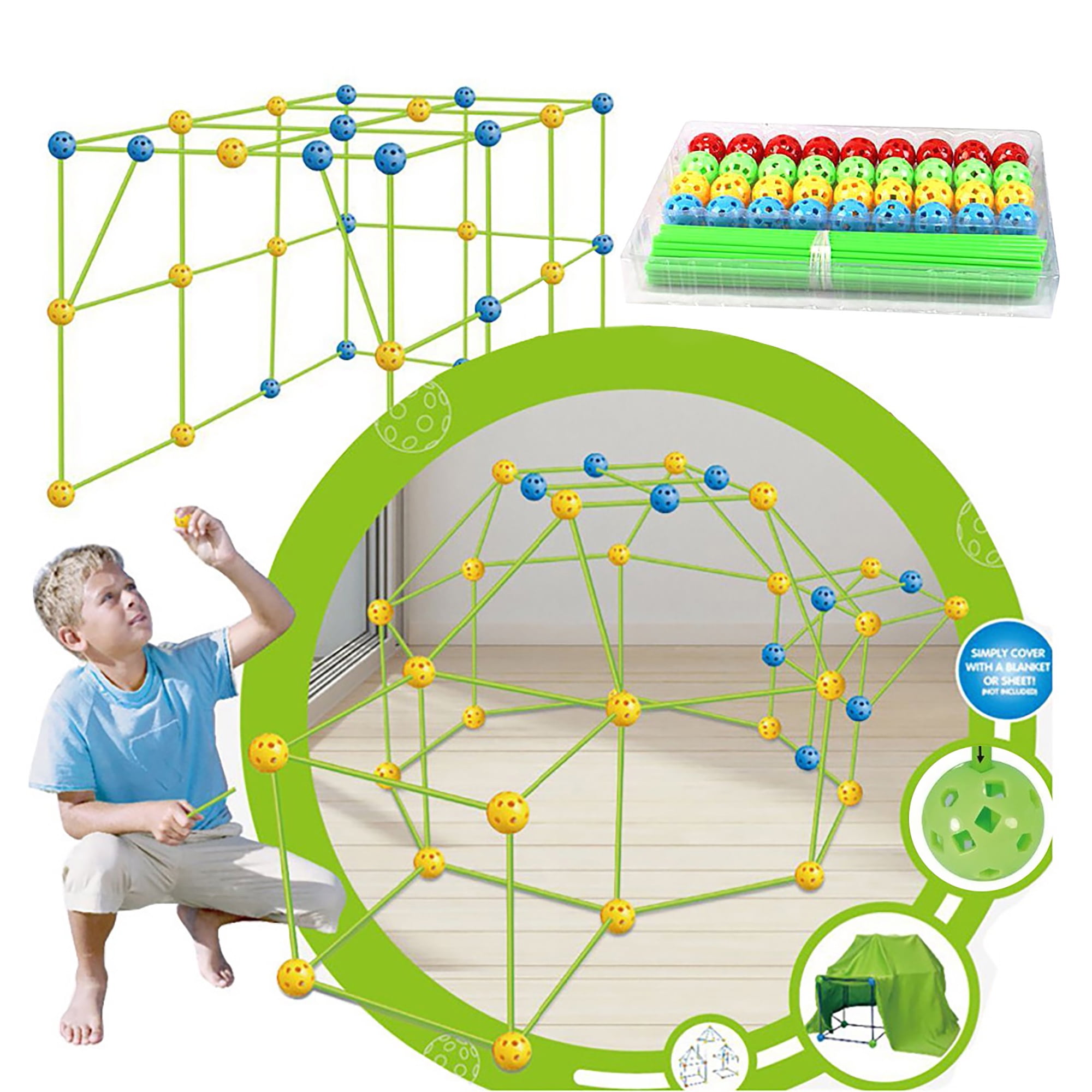 PlumoToys® 90 PCS Fort Building Kit Construction Toys for kids