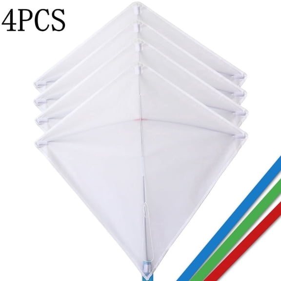 DIY Kids Kite Blank Kites Making Painting White Paper Blank Kites with Swivel Line for Kids Outdoor Park Beach Grassland Activities (4PCS)