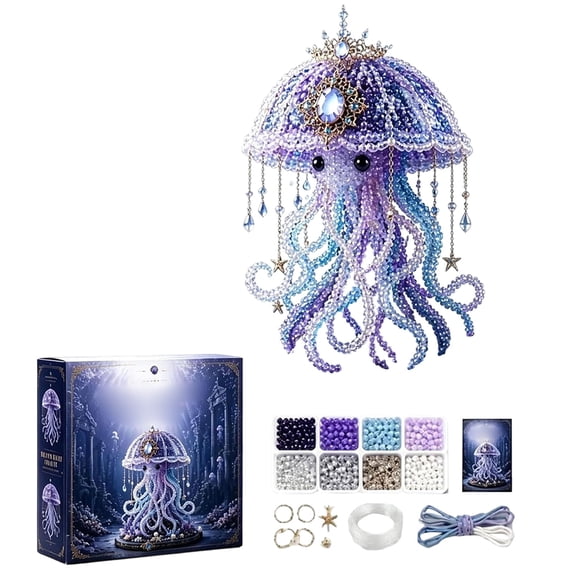 DIY Kit for Adults Teens, 3D Bead Animal Kit with Step-by-Step Instructions, Mythical Creature Beading Craft Set, Handmade Decor Making Kit for Birthday Christmas Gifts (Jellyfish)
