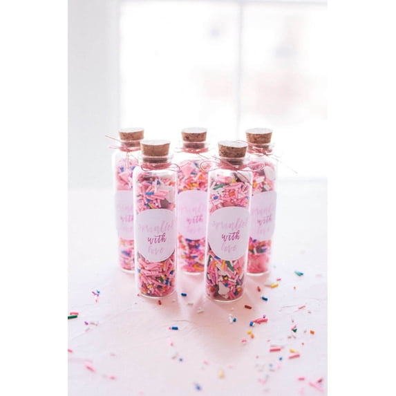 DIY Kit Mini Glass Cork Bottle Sprinkle Favors Set of 20