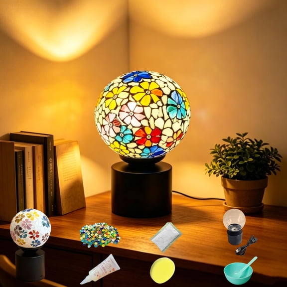 DIY Kit Mosaic Night Light Corded Turkish Table Lamp USB Powered Bedside Lamps for Home Decor Kitchen Bathroom Office Birthday Dining Table