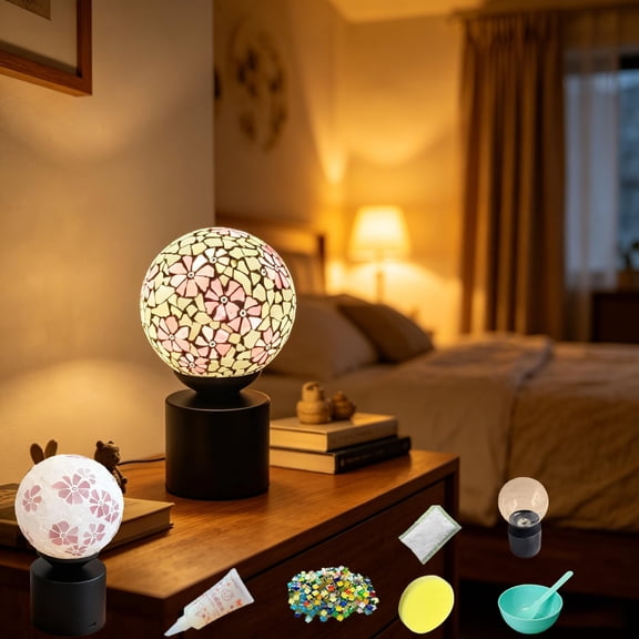DIY Kit Mosaic Night Light Corded Turkish Table Lamp USB Powered Bedside Lamps for Home Decor Kitchen Bathroom Office Birthday Dining Table