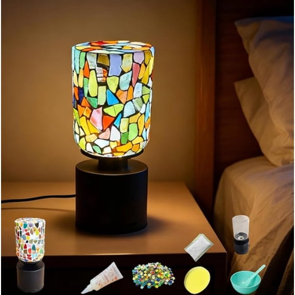 DIY Kit Mosaic Night Light Corded Turkish Table Lamp USB Powered Bedside Lamps for Home Decor Kitchen Bathroom Office Birthday Dining Table