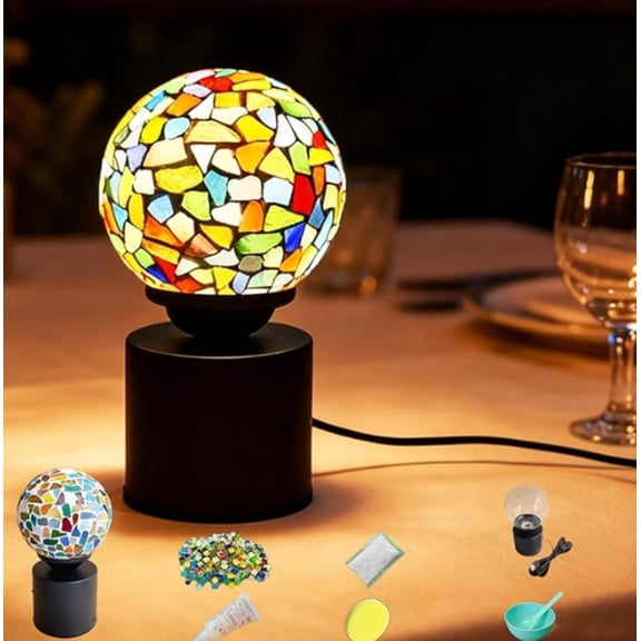 DIY Kit Mosaic Night Light Corded Turkish Table Lamp USB Powered Bedside Lamps for Home Decor Kitchen Bathroom Office Birthday Dining Table