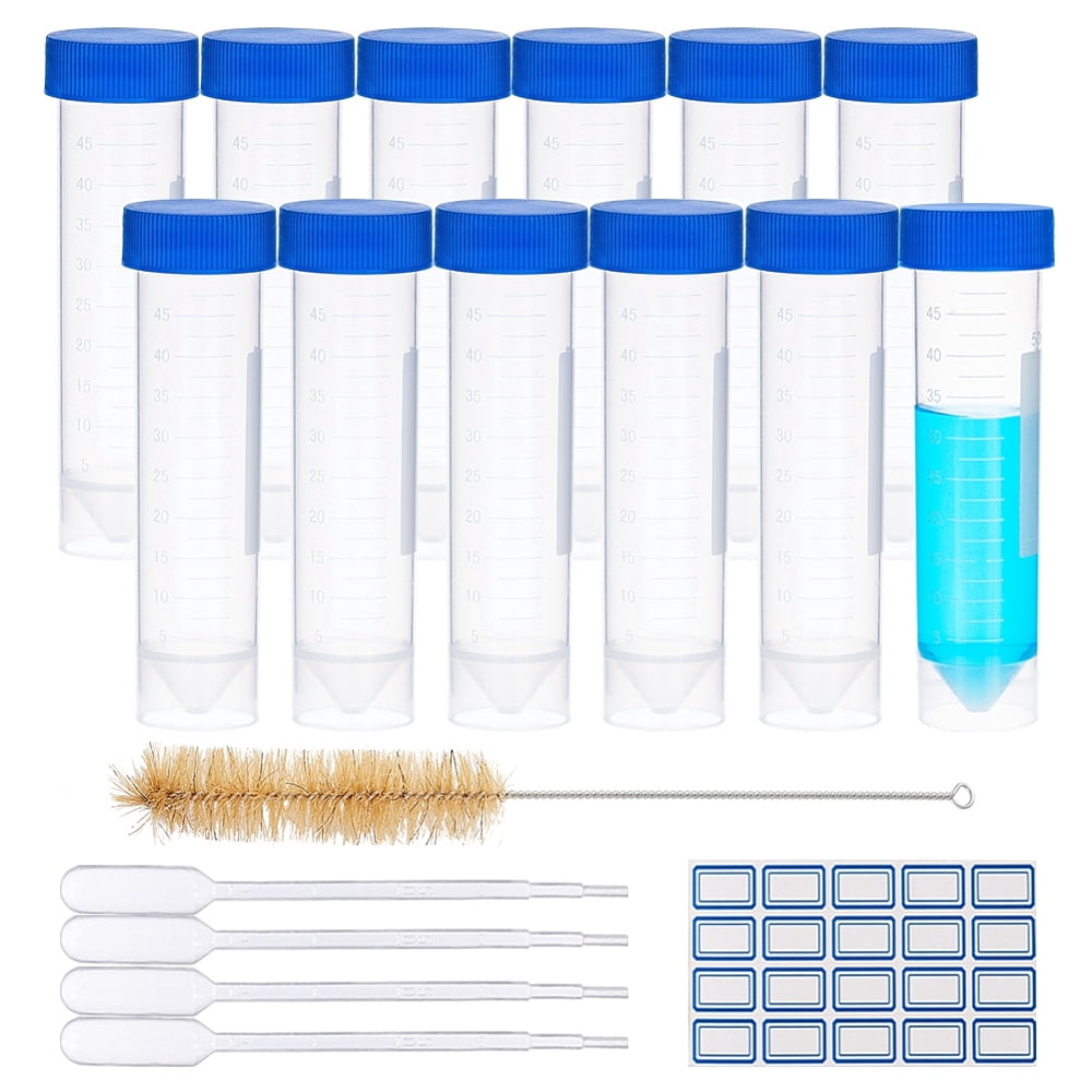 DIY Kit with Transparent Disposable Plastic Centrifuge Tube Label Paster Plastic Pipettes Dropper and Cleaning Brush Clear