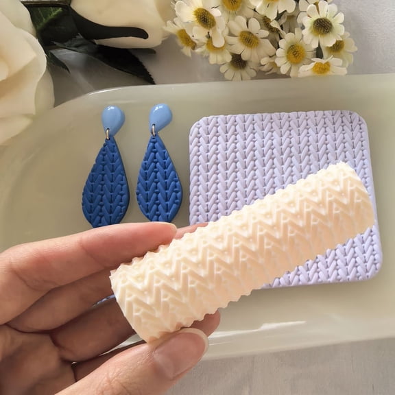 DIY Knitted Sweater Texture Polymer Clay Roller for Crafting Unique Patterns Compatible with Polymer Clay, Air Dry Clay, and Oven Bake Clay