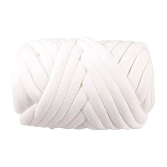 DIY Knitting Craft Kit Featuring Thick Core Yarn for Home and Textile Projects Hand Woven Strip Blanket Thread Super Yarn for Bags and Floor Mats White