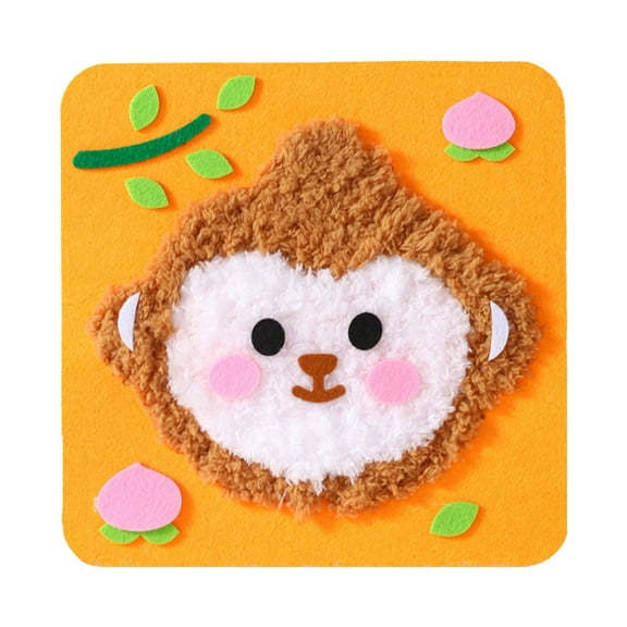 DIY Knitting Craft Kit for Kids Featuring Cartoon Wool Embroidery and Hand Threading Art Style Handmade Activity for Beginners and Young,8.27 inch,Brown