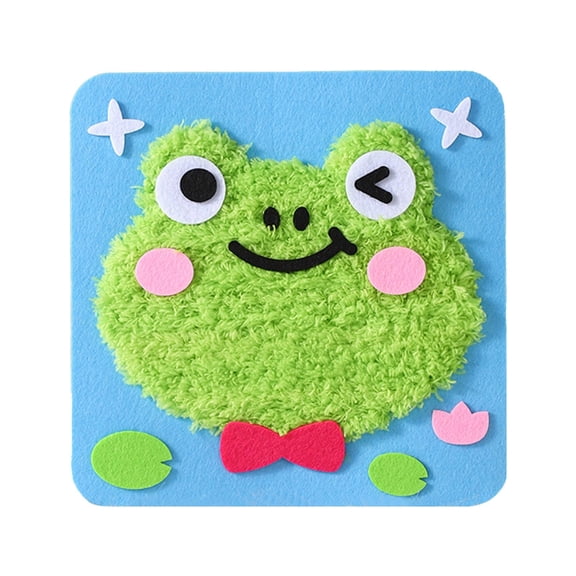 DIY Knitting Craft Kit for Kids Featuring Cartoon Wool Embroidery and Hand Threading Art Style Handmade Activity for Beginners and Young,8.27 inch,Green