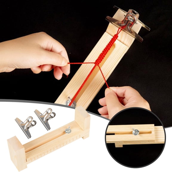 DIY Knitting & Craft Kit Wooden Bracelet Maker Set with Adjustable U-Frame Frame Bracelet Kit for Wristbands Rope Knots Techniques and Fixing Tools