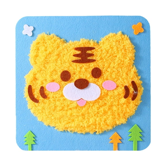 DIY Knitting Craft Kit for Kids - Embroidery Art Set with Cartoon Design for Threading Experience, 8.27 inch, Yellow