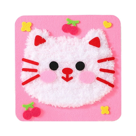 DIY Knitting Craft Kit for Kids Embroidery and Cartoon Design Project from DIY Knitting Category, 8.27 inch, Pink