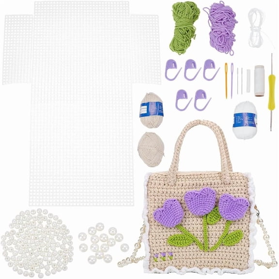 DIY Knitting Crochet Bag Making Kit Women Handmade Woven Tote Bag Making Set for DIY Handbag Making Hand-Knit Mesh Plastic Purse Handbag Crafting Material for DIY Crochet Bag AccessoriesMixed Color