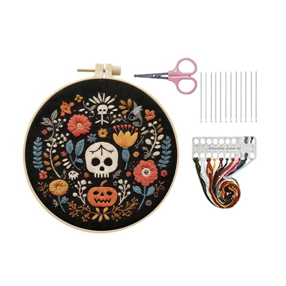 DIY Knitting Embroidery Kit For Adults Printed Halloween Pattern Handmade Craft Needles Included Home Lovers