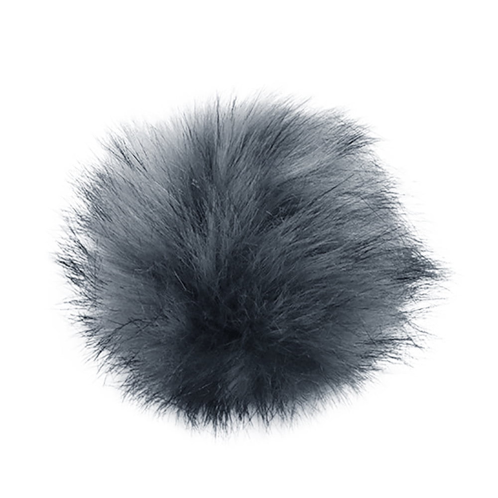  DIY 6pcs Knitting Hats Accessires Faux Fake Fur Pom Pom Ball  with Press Button 4.3 Inches (Black) : Arts, Crafts & Sewing