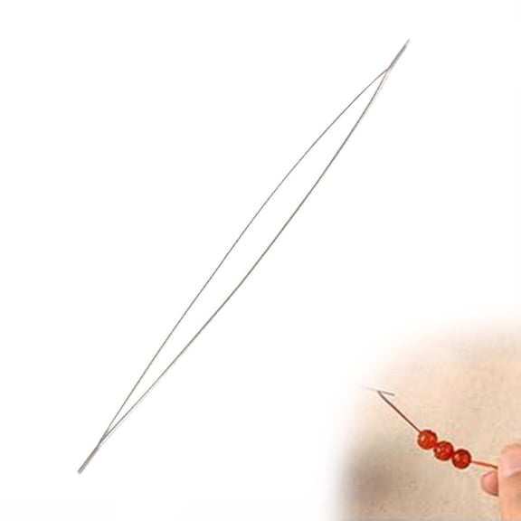 DIY Knitting Craft Tool Set for Jewelry Beading Needles Stainless Steel Big Eye Eye Beading Needles with Flexible Eye for Stringing and Waist Beads, 12.5 cm, Silver