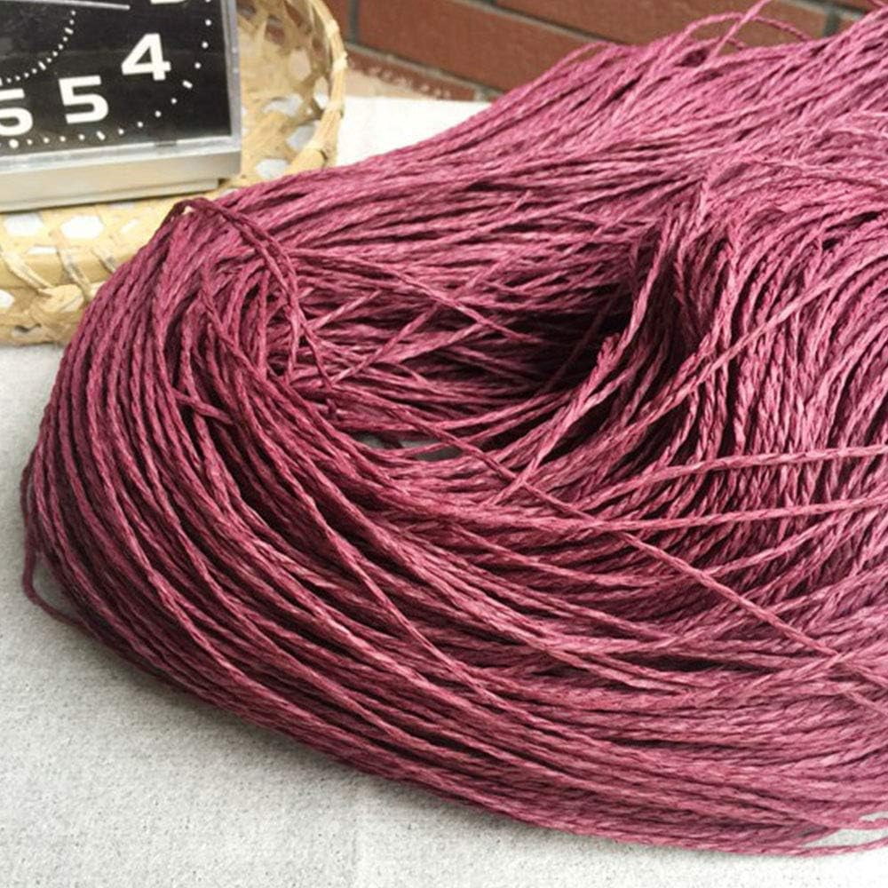 DIY Knitting Natural Raffia Yarn Burgundy 1.1lb(500gram) Crochet Girls Hat Bag Purse Raffia Yarn 100% Cellulose Yarn Straw Yarn 2mm Trendy Organic Raffia Thread Summer Yarn