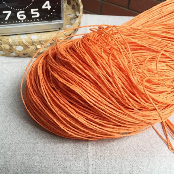DIY Knitting Orange Natural Raffia Yarn 1.1lb(500gram) Crochet Girls Hat Bag Purse Raffia Yarn 100% Cellulose Yarn Straw Yarn 2mm Trendy Organic Raffia Thread Summer Yarn