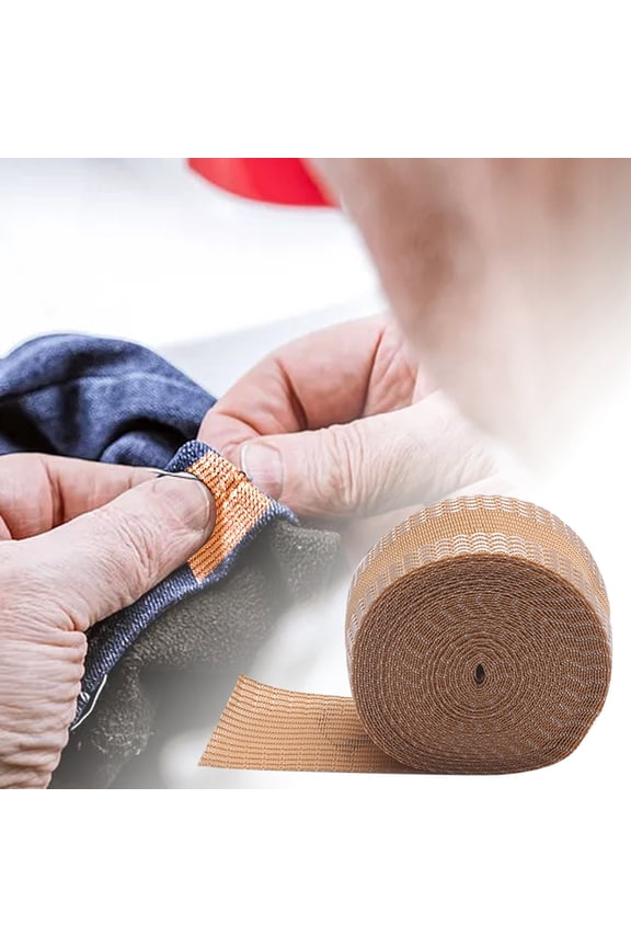 DIY Knitting Sewing Tools for Alterations Heat Activated Tape No Sew Adjustable Pant Leg Fixer for DIY Clothing Projects,0.99 inch,Brown