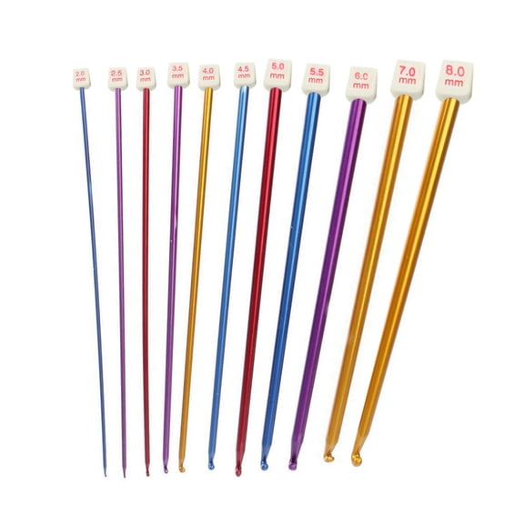 DIY Knitting Tool Set for Afghanistan Style Aluminum Oxide Needle Kit for Sweaters Scarves Socks and Carpets 11 Piece Craft Kit for Handmade Projects,27 cm,Multicolored