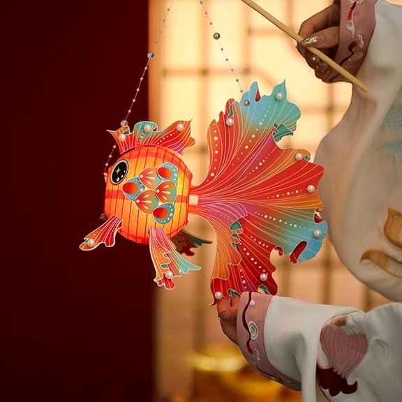 DIY Koi Fish Lantern Craft Kit - Red & Pink Paper Lanterns for Mid-Autumn Festival, Kids Handheld Hanging Decor