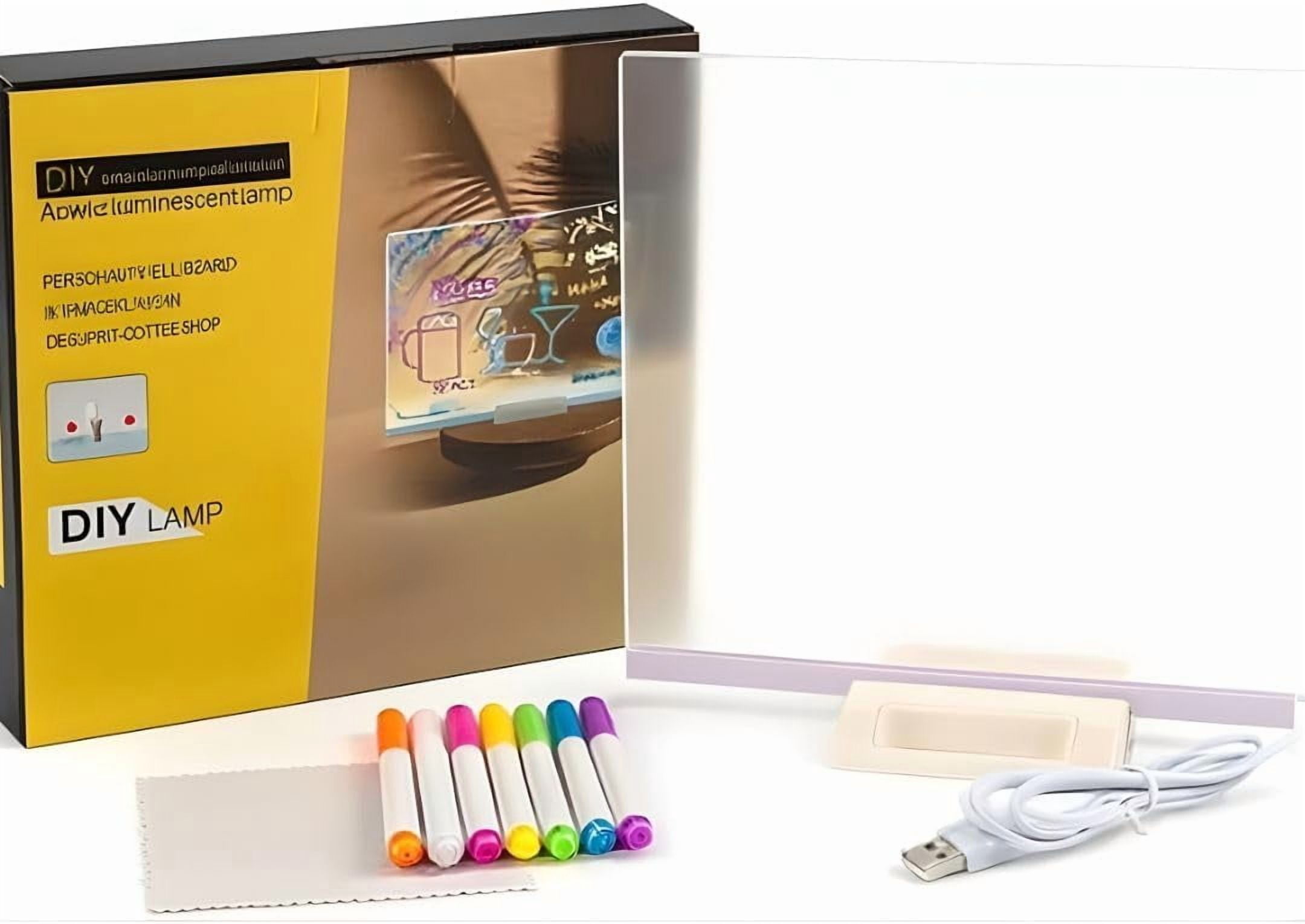 Text Light Board DIY LED Message Board Lamp – USB Powered Acrylic Light Board with 6 ...